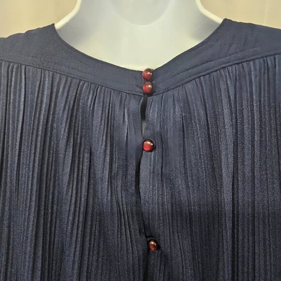 Vintage Risa Ann Navy Blue Dress Retro Layered Crinkle Shift 16.5 - Picture 7 of 12